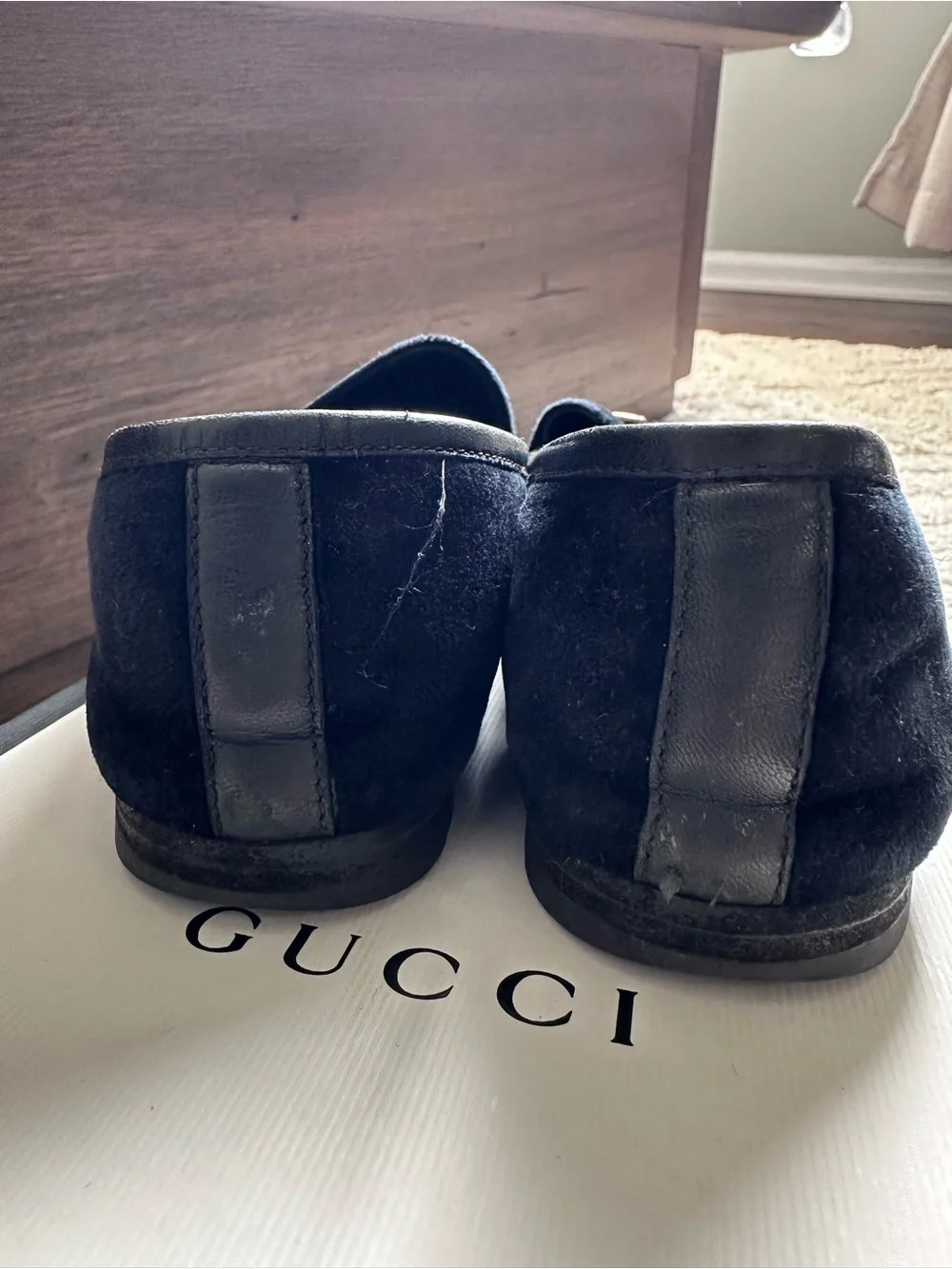 Gucci Black Velvet Horsebit Loafers